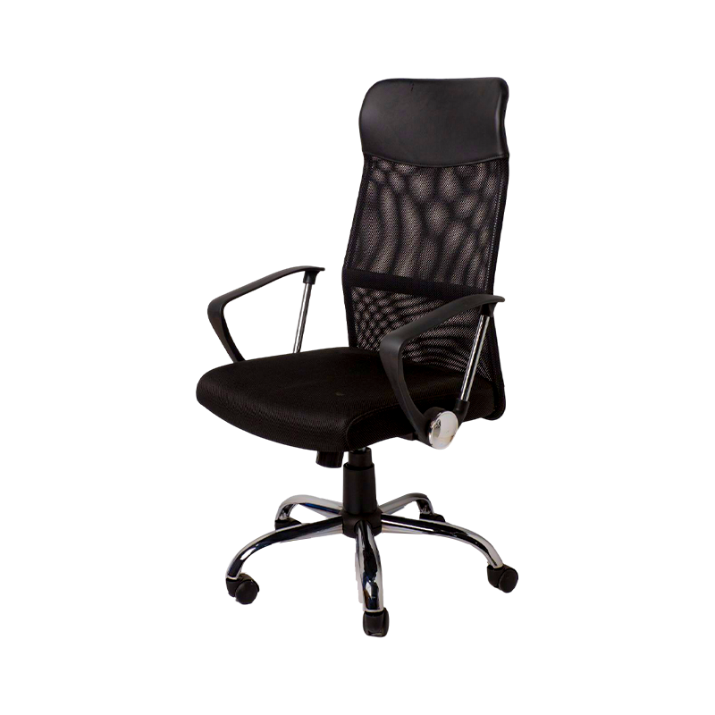 779 High back office chair with fixed plastic armrest and iron frame