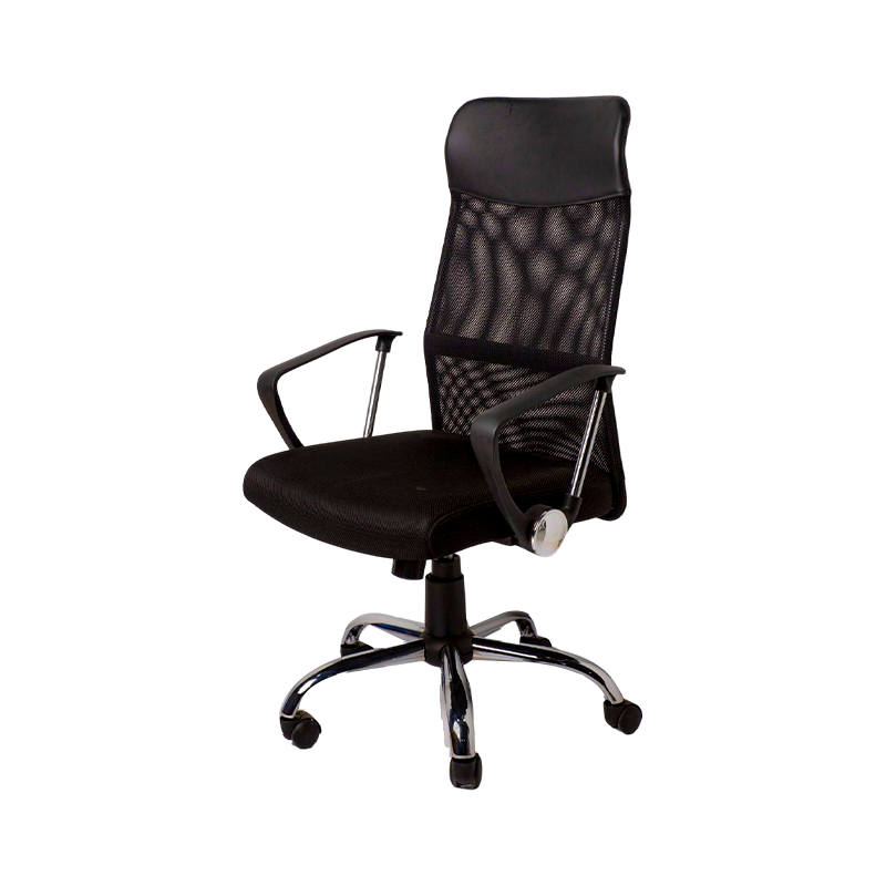 779 High back office chair with fixed plastic armrest and iron frame
