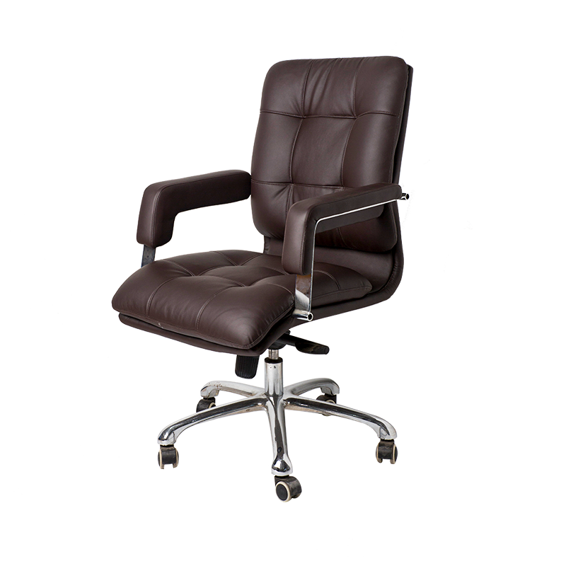 890-L Mid back 2-layers design office chair with big chromed fix armrest