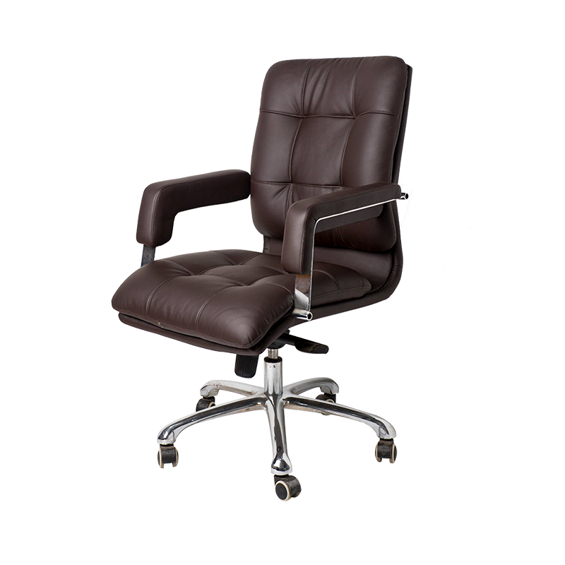 890-L Mid back 2-layers design office chair with big chromed fix armrest