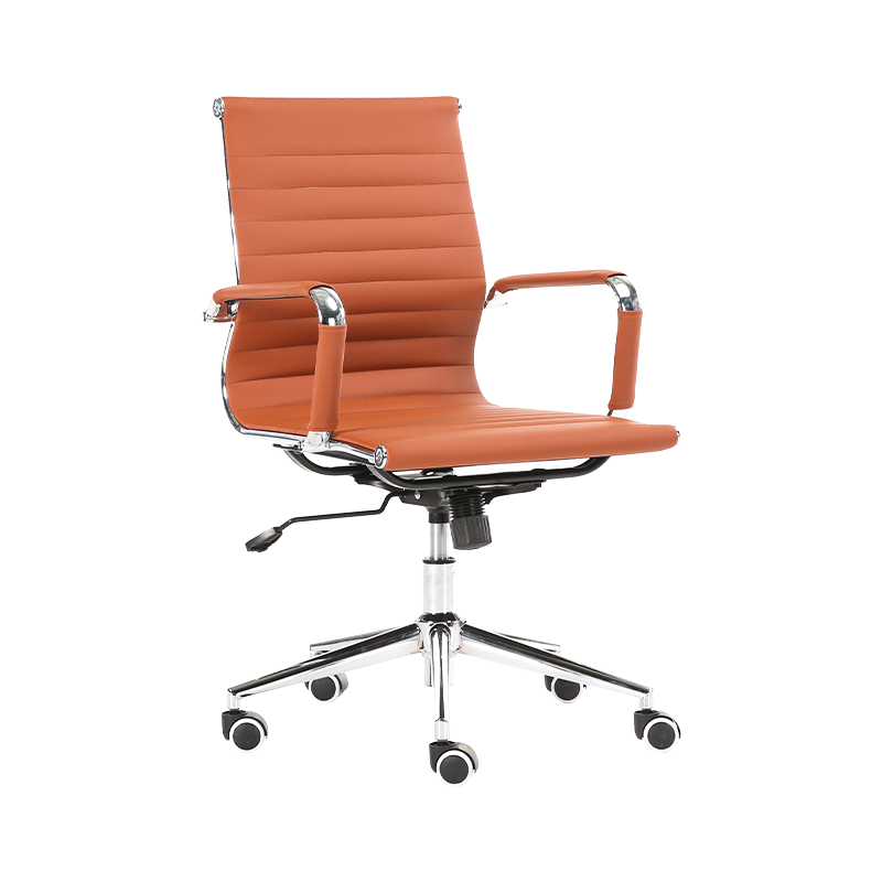 Y-5728-L WHITE/BLACK Mid back chromed steel pu leather office chair