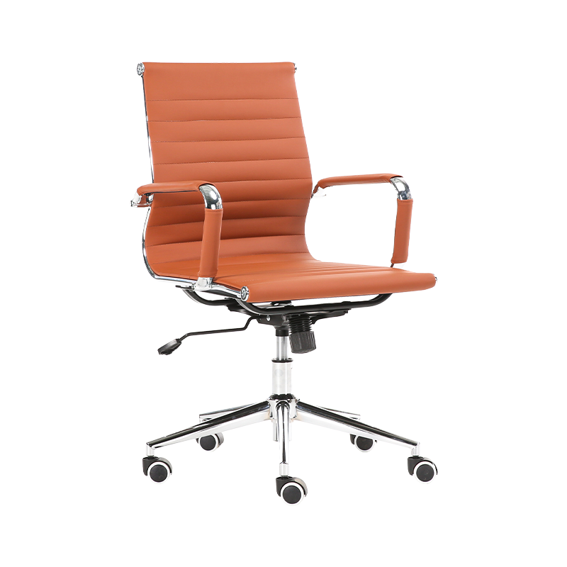 Y-5728-L WHITE/BLACK Mid back chromed steel pu leather office chair