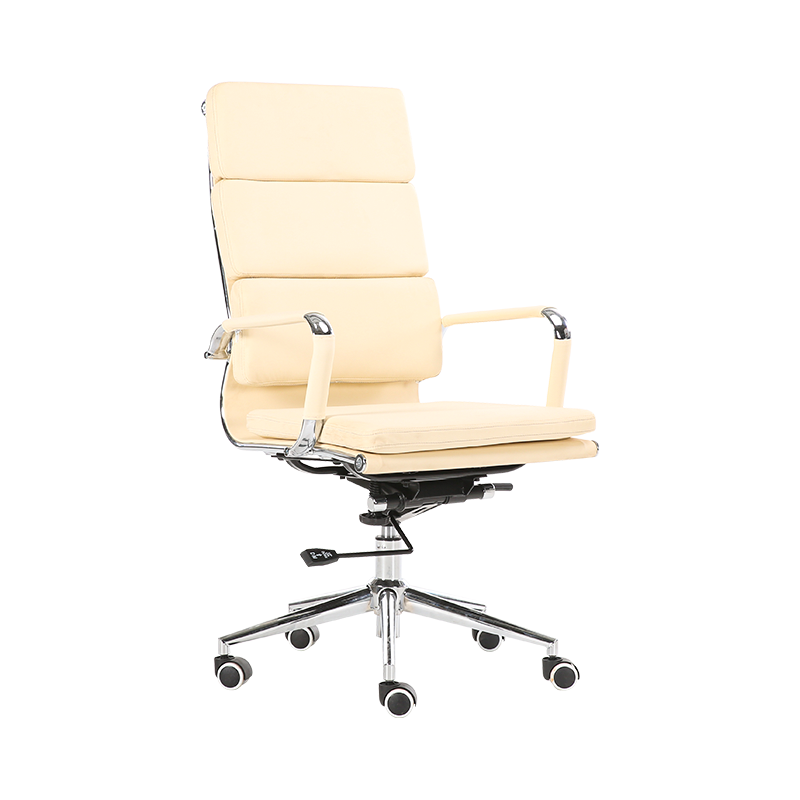 Y-5729D-H Padded panel back office chair with horizontal stitching light beige,beauty and comfort at its best