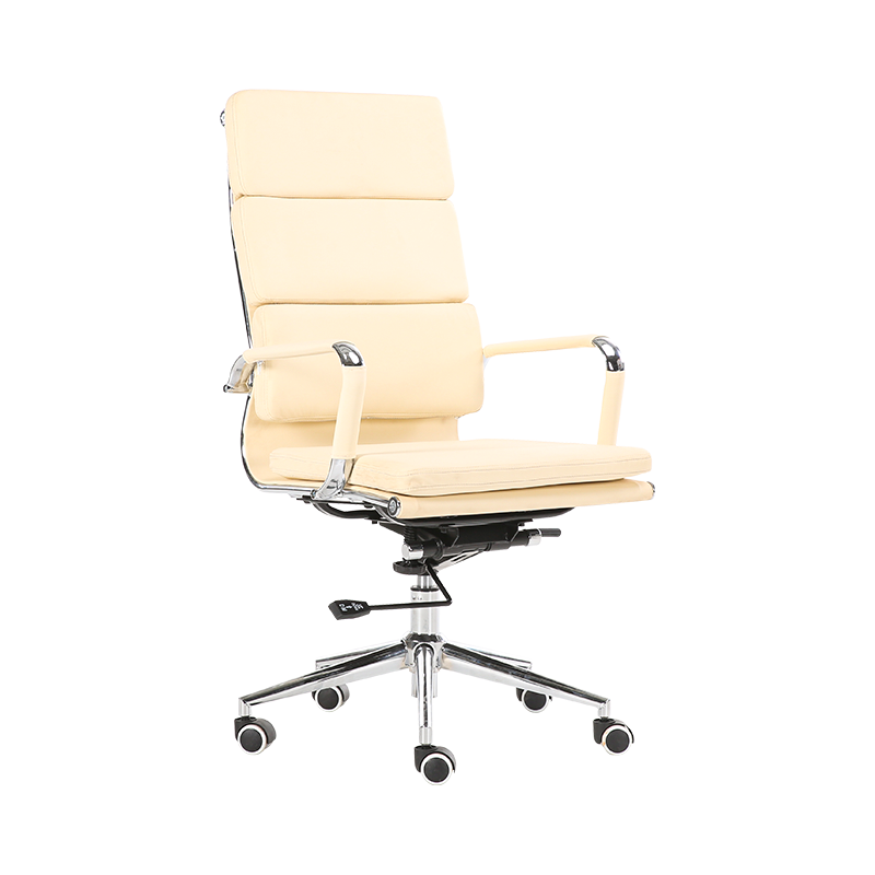 Y-5729D-H Padded panel back office chair with horizontal stitching light beige,beauty and comfort at its best