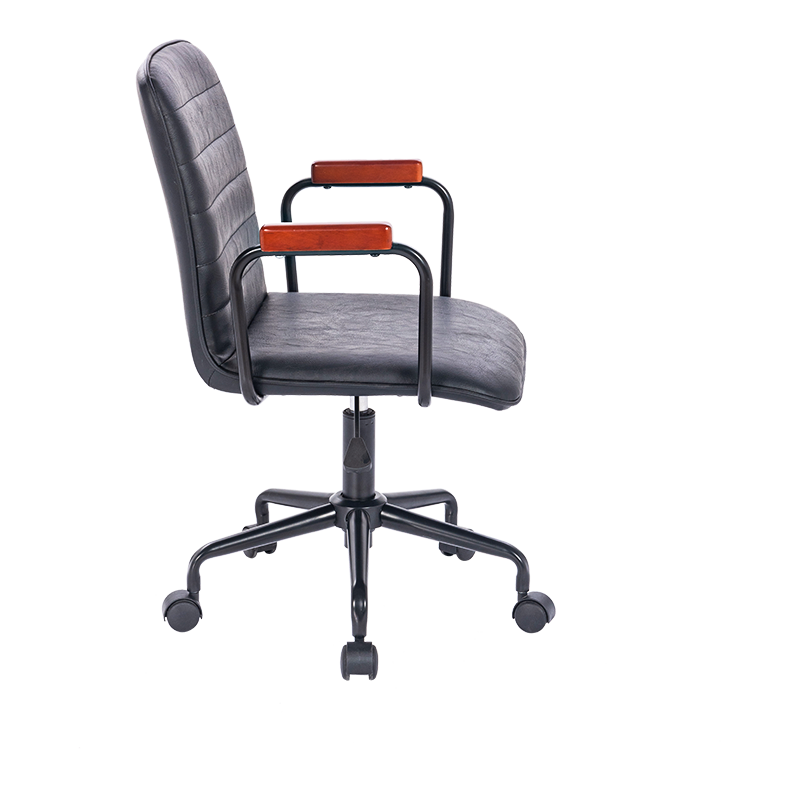 The Chair With Chromed Armrest Is A Stylish And Functional Addition To Contemporary Office